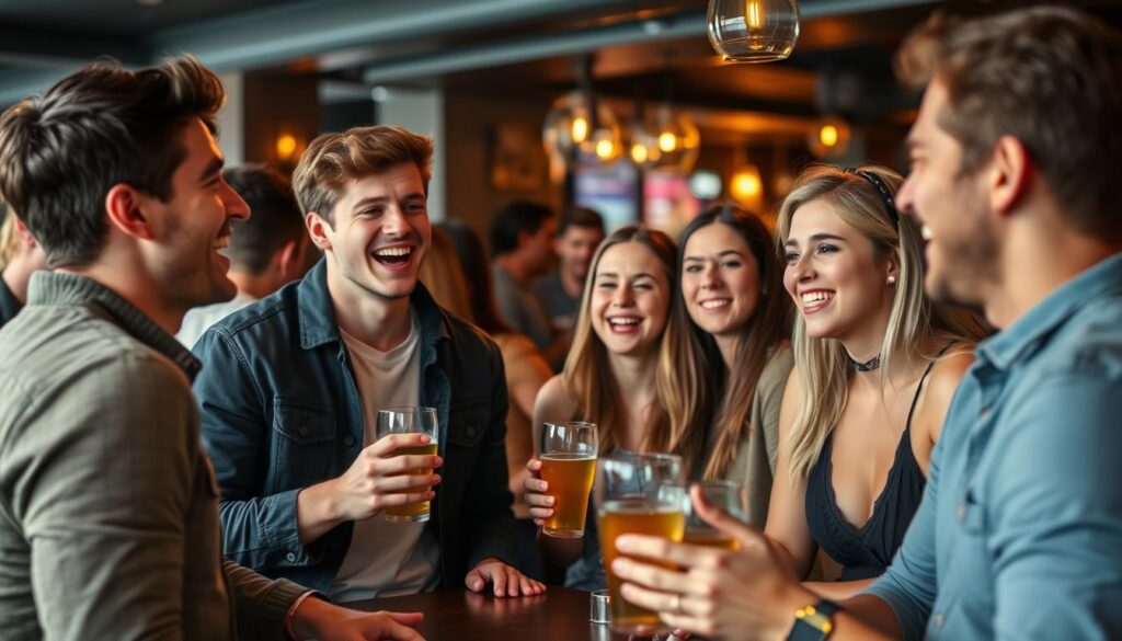 Person bringt andere zum Lachen mit witzigen gute rizz sprüche Person bringt andere zum Lachen mit witzigen gute rizz sprüche