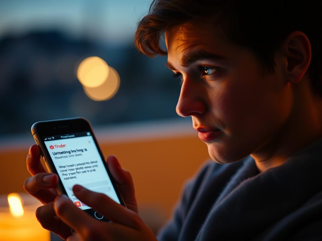 Person reagiert interessiert auf mysteriöse Tinder-Nachricht Person reagiert interessiert auf mysteriöse Tinder-Nachricht