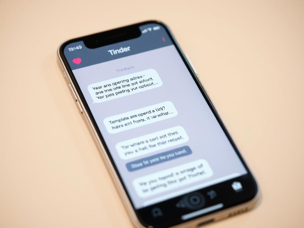 Smartphone mit Tinder-Chat, der die Vorlagen-Anmachsprüche in Aktion zeigt Smartphone mit Tinder-Chat, der die Vorlagen-Anmachsprüche in Aktion zeigt