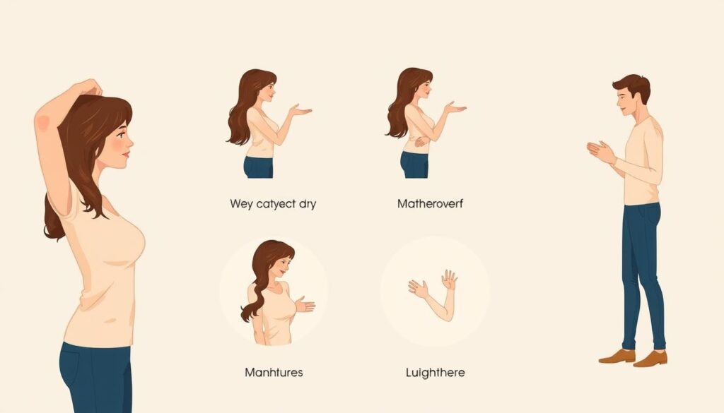 Illustration verschiedener Körpersprache-Signale beim Flirten Illustration verschiedener Körpersprache-Signale beim Flirten