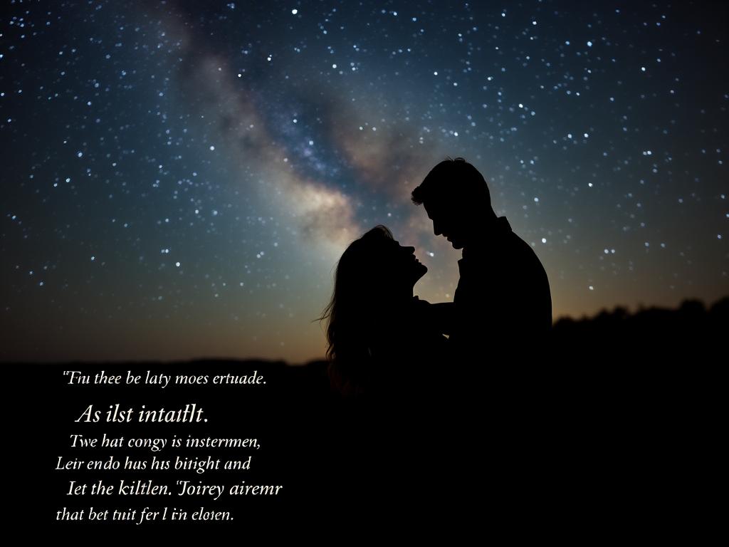 Paar unter Sternenhimmel, symbolisiert das Liebesgedicht 'Es ist Nacht' Paar unter Sternenhimmel, symbolisiert das Liebesgedicht 'Es ist Nacht'