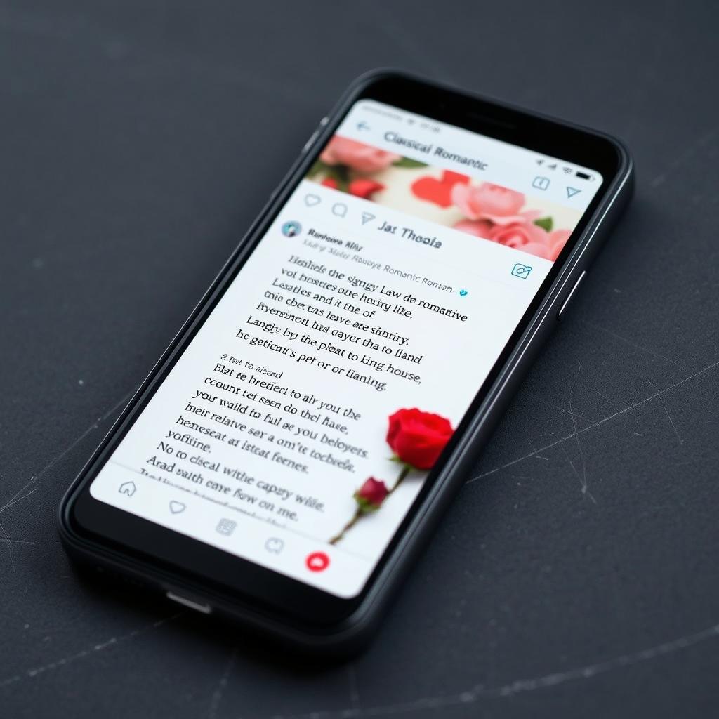 Smartphone mit romantischen Gedichten auf Social Media Plattformen Smartphone mit romantischen Gedichten auf Social Media Plattformen