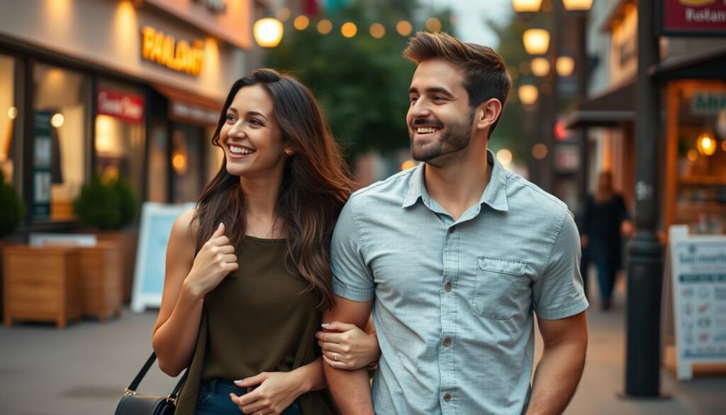 Ein glückliches Paar nach einem erfolgreichen ersten Date