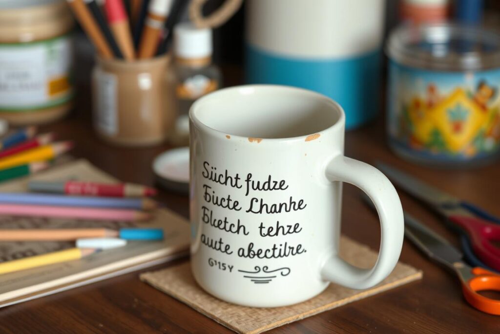 Eine selbstgemachte Tasse mit einem Billige Frauen Sprüche darauf Eine selbstgemachte Tasse mit einem Billige Frauen Sprüche darauf